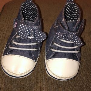 Soft soles chambray colored shoes.
